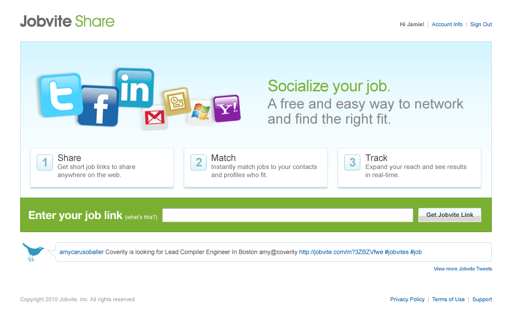 Jobvite Share, free social recruiting site