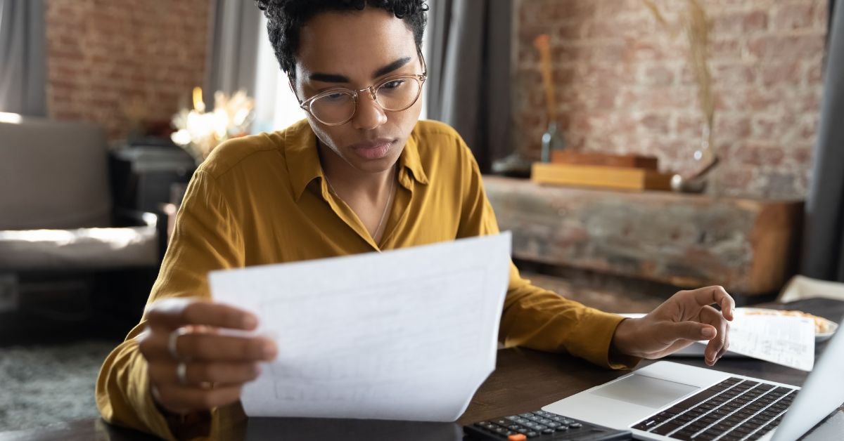 Woman looking at a document