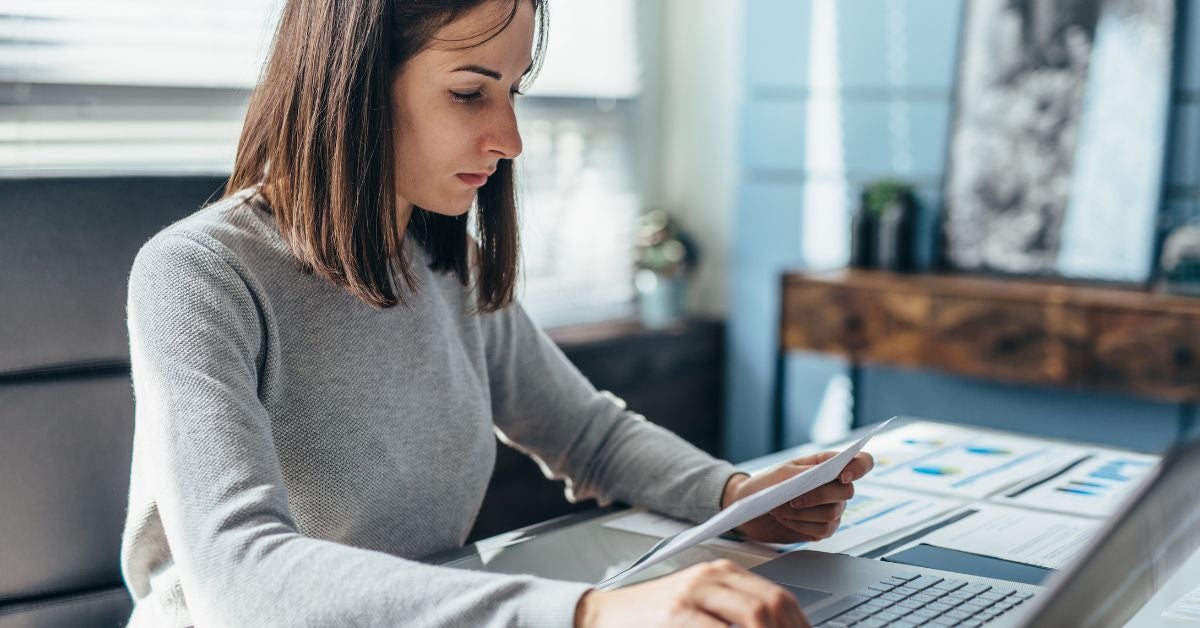 Woman looking at a document