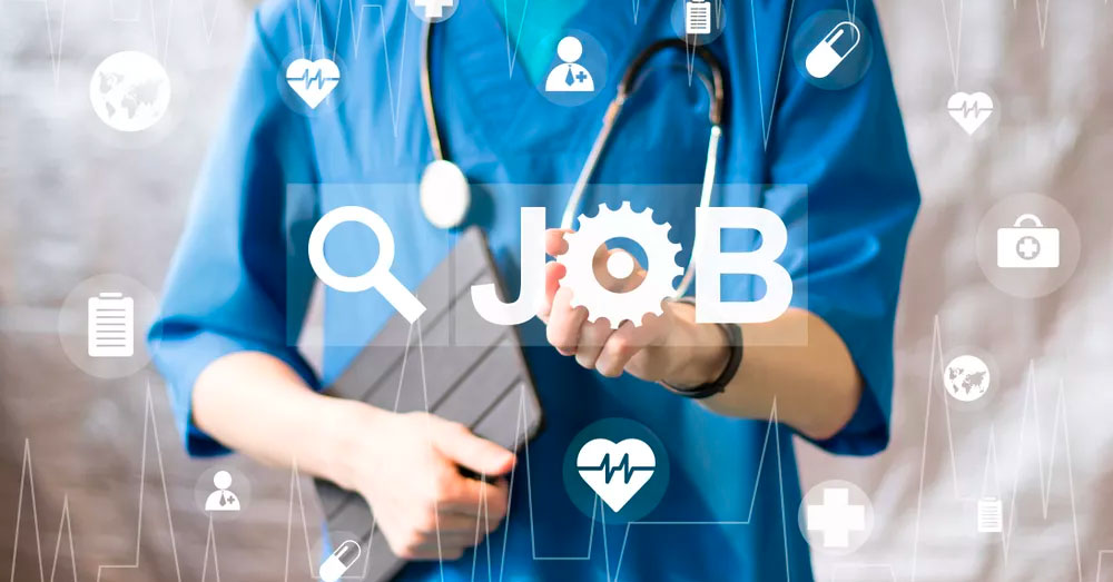 Medical professional with job icon overlay