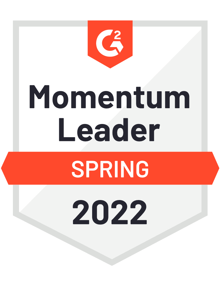 G2 Momentum Leader badge Spring 2022