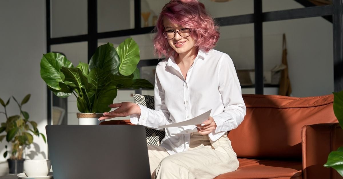 Woman presenting a report