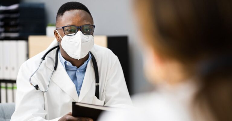 Medical professional wearing a mask