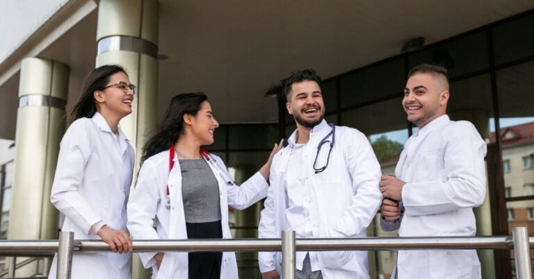 Group of medical professionals talking