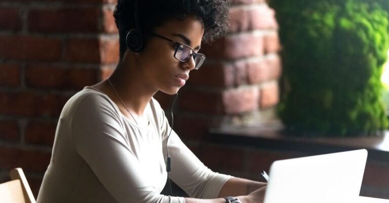 Woman reading a report