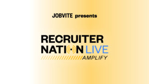 Recruiter Nation Live: Amplify logo on a yellow background