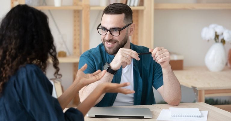 Two people having an engaging conversation