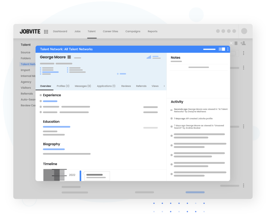 Candidate information in Jobvite's ATS & Onboard platform