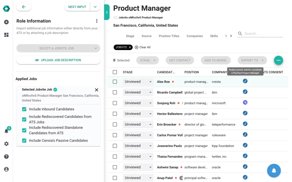 Censia and Jobvite integration screenshot