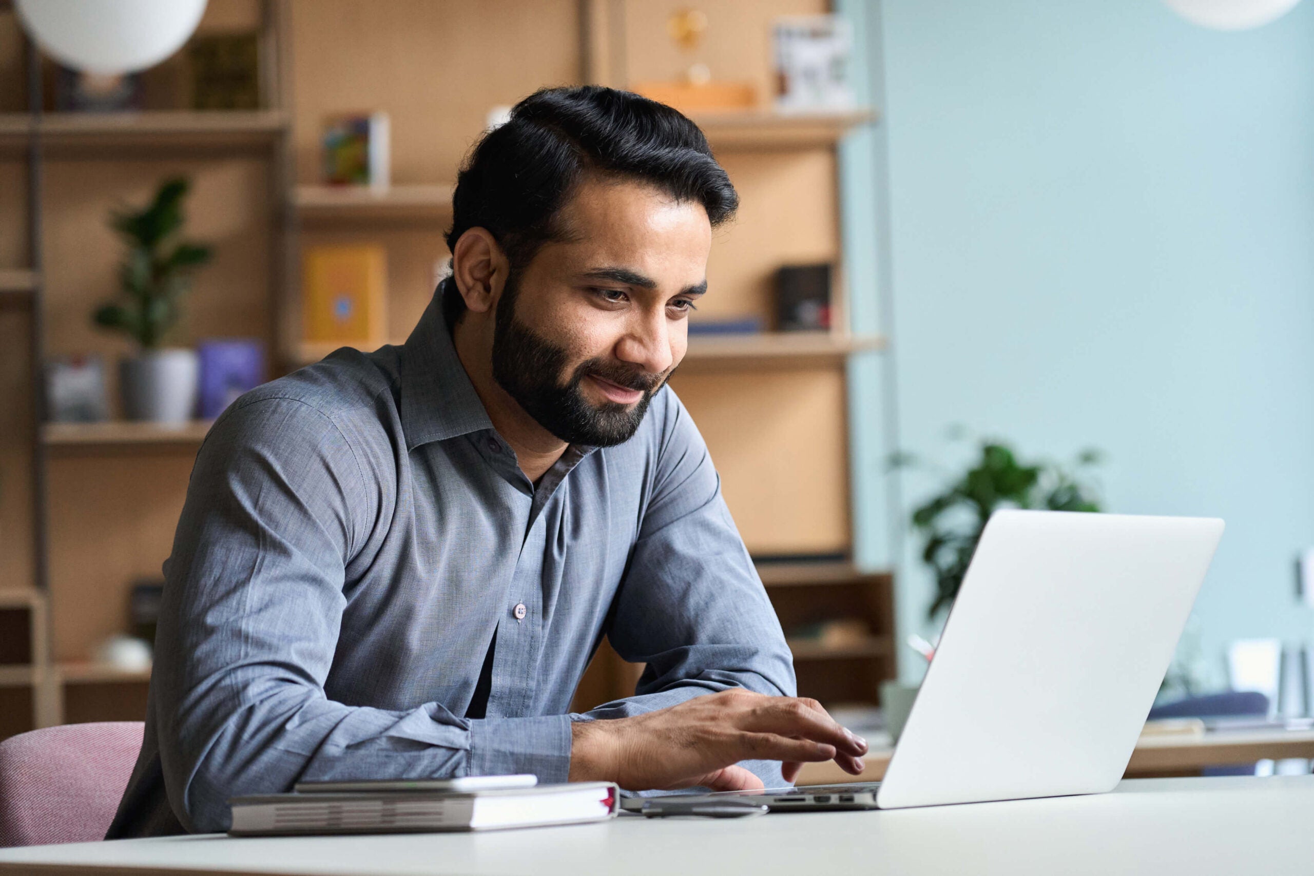 professional working in brightly lit office