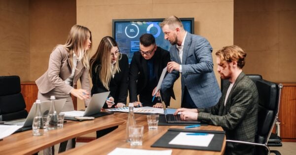 Group of colleagues planning in a boardroom